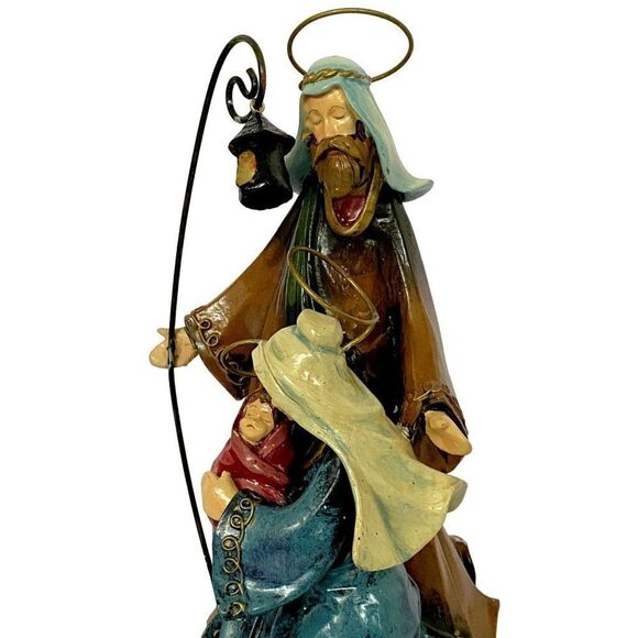 Nativity Figurine Joseph Mary Baby Jesus Hand Painted Resin Wood Christmas Decor - Picture 4 of 9